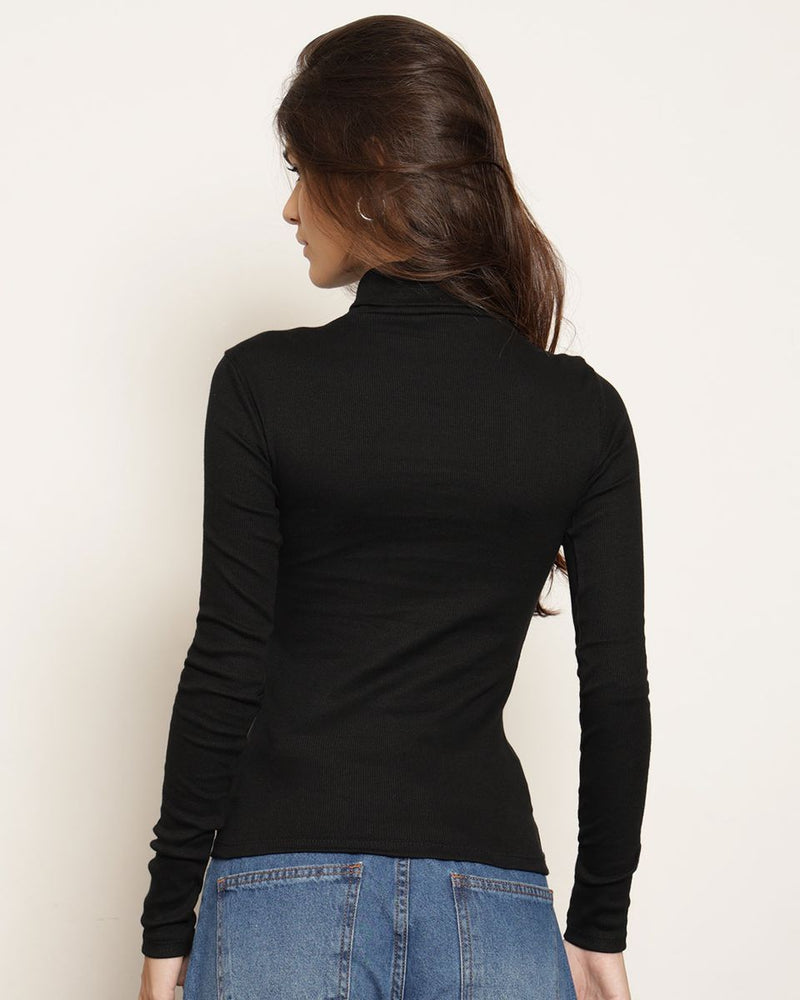 T-shirt elegante de gola alta inspirada na França