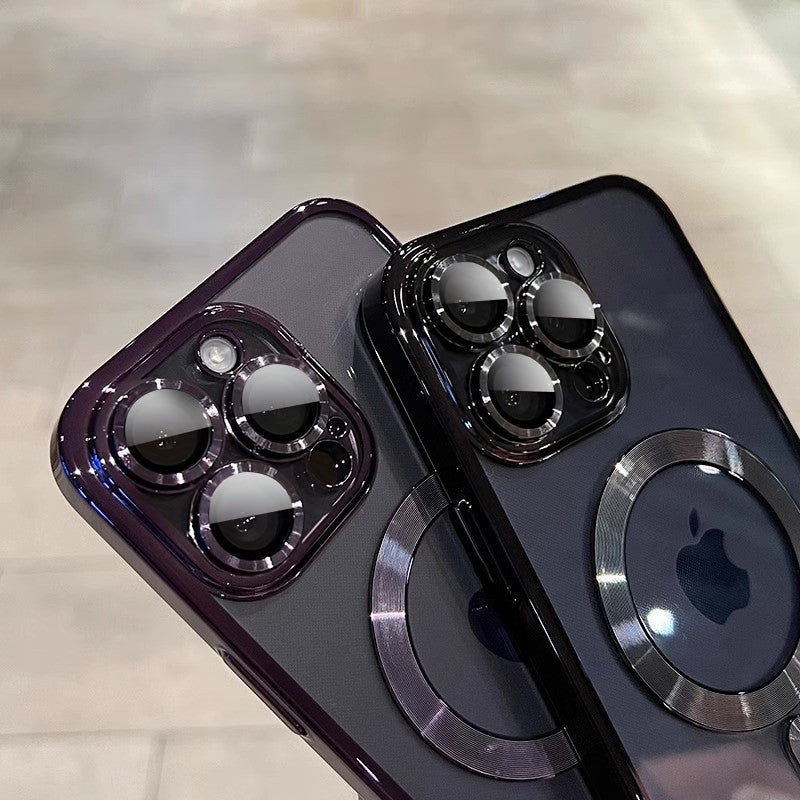 Luxo magnético para magsafe carga sem fio chapeamento caso claro para iphone 11