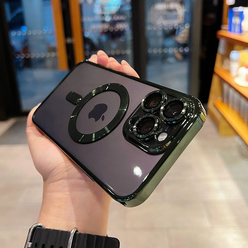 Luxo magnético para magsafe carga sem fio chapeamento caso claro para iphone 11