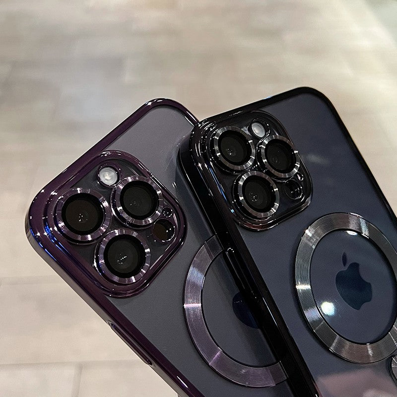 Luxo magnético para magsafe carga sem fio chapeamento caso claro para iphone 11