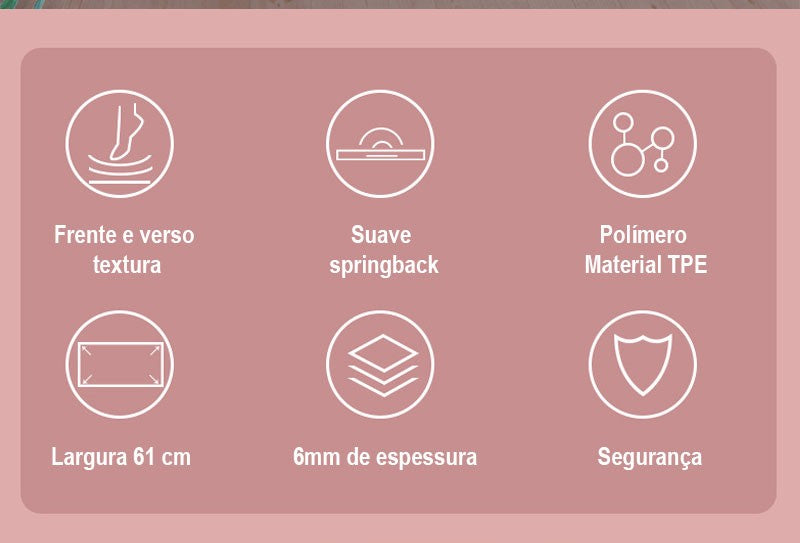 Tapete para ginástica com camada dupla antiderrapante com linha de posição